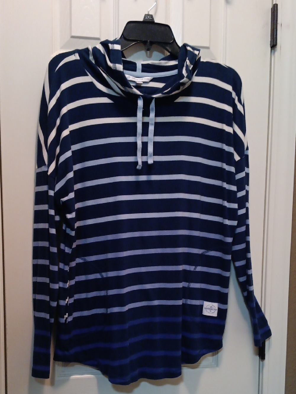 Southern Tide Blue & White Striped Hooded Pullover